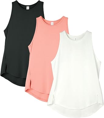 icyzone Womens Racerback High Neck Athletic Tank Tops for Workout Yoga Running Pack of 3
