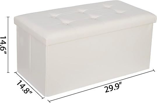 30 Inches Folding Storage Ottoman Foot Rest Bench, Storage Chest with Foam Padded Seat for Entryway, Bedroom, Living Room, Office