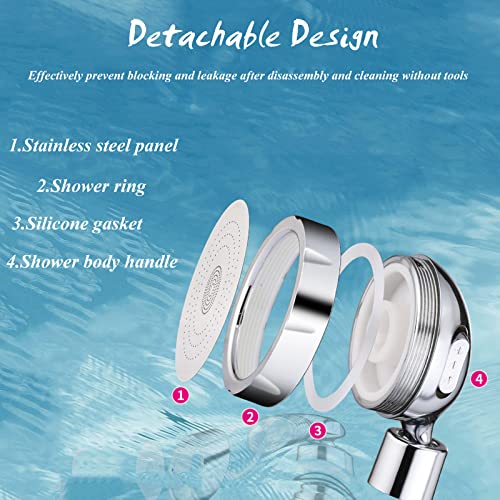 Resszo Soffione Doccia Alluminio Spaziale, 3 Modi