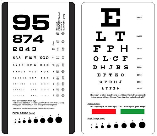 Snellen and Rosenbaum Pocket Eye Chart - Pack of 2 Cards