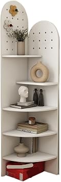 Corner Shelf Bookshelf Plant Stand Floor Standing 5 Tier Corner Shelf Wood Corner Stand Storage Rack Bookshelf for Living Room Bedroom for Kitchen Bedroom OfficC 5 Tier