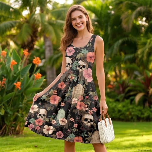 Image of TOADDITDO Womens Summer Sleeveless Tank Dress with 2 Side Pockets XS-4XL Plus Size