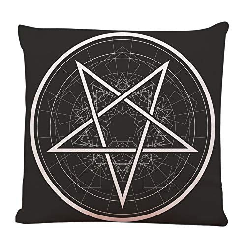 Ofocam Throw Pillow Cover Satan Baphomet Star Reversed Pentagram Satanic Sign Gothic Circle Square Decorative Throw Pillow Cushion Case for Home Couch Bed Sofa Car 18 x 18 Inches -  OF-CA-MC0074