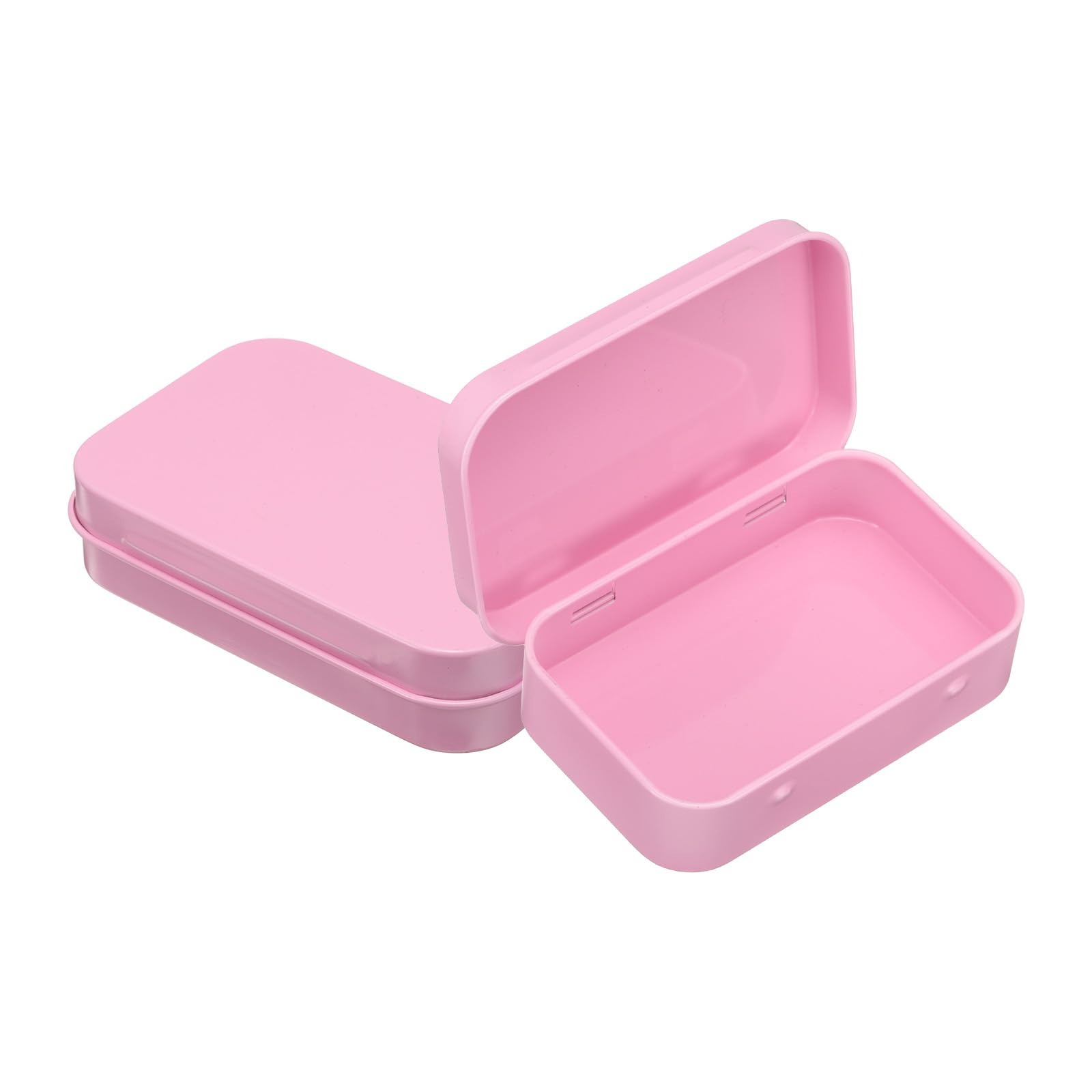 sourcing map 2pcs Metal Tin Box, 3.7x2.4x0.8 Mini Portable Rectangular Empty Tinplate Small Storage Container Airtight Tins with Lids for Candy Favors Crafts Christmas Gifts, Pink