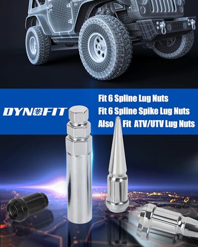 Image of Dynofit 6 Spline Spike Lug Nut Socket,1PC Chrome Socket Key,fit M12 1 /2 inch