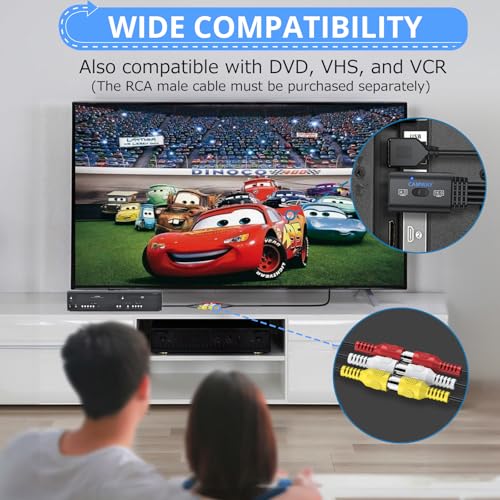 Image of CAMWAY RCA to HDMI Converter Female Cable - 1080P AV to HDMI Adapter for Wii /PS1 /PS2 /N64 /Xbox /DVD /VHS /VCR,16:9 /4:3 Conversion,Composite CVBS Audio Video Adapter,PAL,NTSC Support,Lossless Transmission
