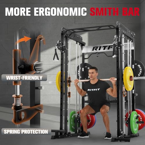 Image of RitFit M1 Pro Smith Machine Cable Crossover Power Cage Home Gym