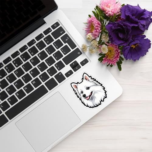 Image of Japanese Spitz Dog Sticker Cute Japanese Spitz Vinyl Decal Waterproof Dog Lover Sticker for Laptop Water Bottle Car Window Notebook Pet Lover Puppy Gift
