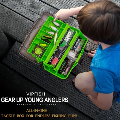 Image of Fishing Tackle Box with Tackle Included Lures, Hooks, Weights, 3-Layer Freshwater Fishing Tackle Kit for Bass Fishing Gear and Equipment, Gift for Fishingman gift choice for Fathers Day
