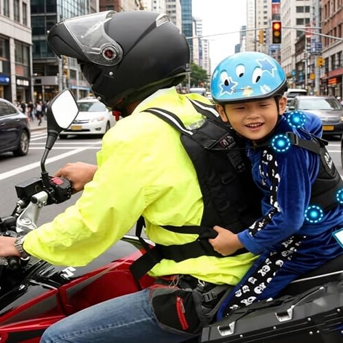 Arnés de motocicleta para niños chaleco negro de seguridad de 66x12cm para viaje en moto 4