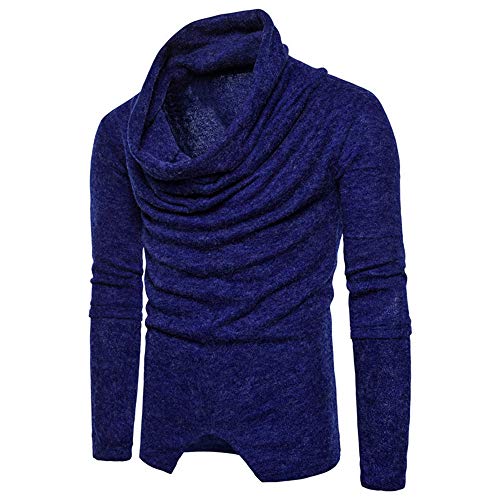 PRJN Jersey de algodón de manga larga para hombre, suéter de punto casual, suéter de punto para hombre, suéter de manga larga, suéter casual de punto para hombre, abrigo de punto holgado, E-blue