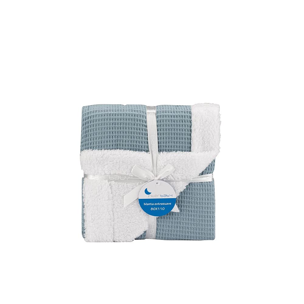 Interbaby - Koc dla noworodka | Koc bawełniany dla niemowląt i poliester, aksamit, miękki, wygodny, ciepły | Koc miesiąca dla niemowląt 80 x 110 cm, do łóżeczek, wózków | Plaster pszczół + naftowym