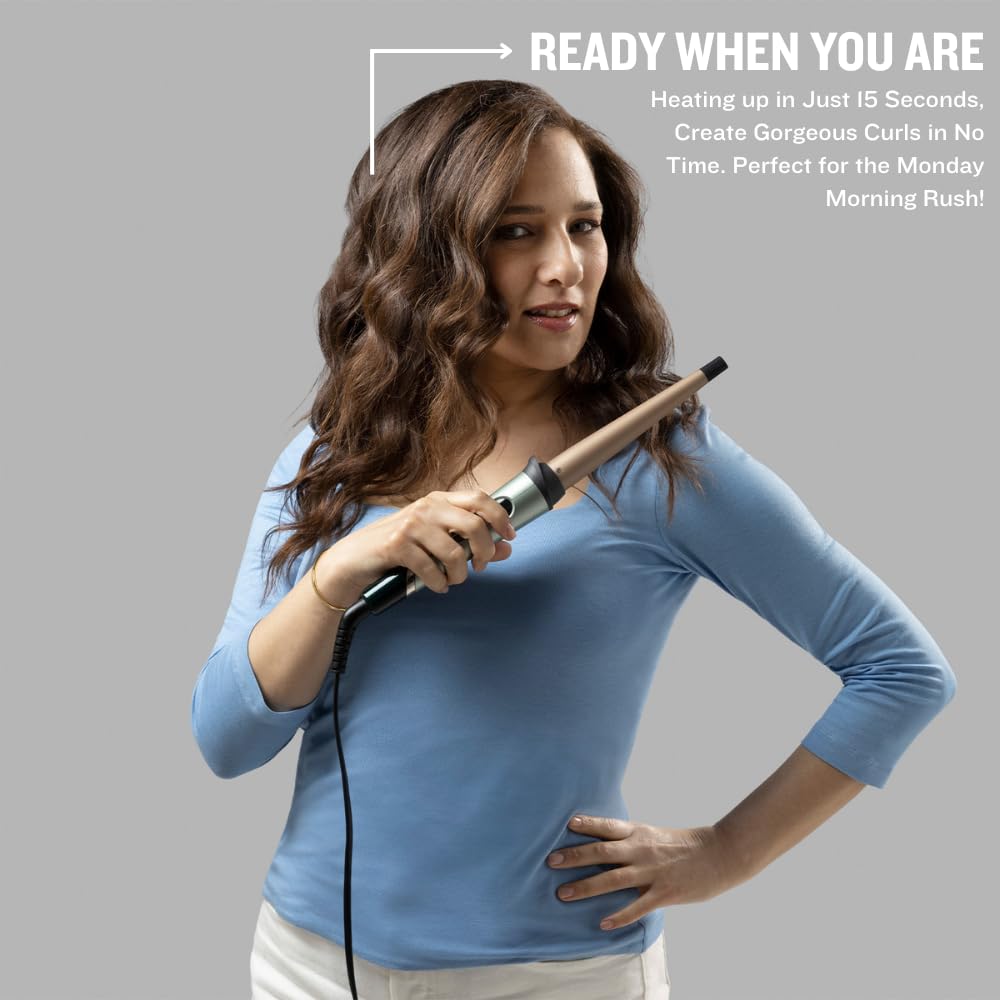 Remington Shine Therapy Curling Wand, 1" To 1½" Tapered Barrel, Argan Oil & Keratin Infused, Ceramic, 10 Heat Settings, Auto Shut-Off, Includes Heat Glove - View #11