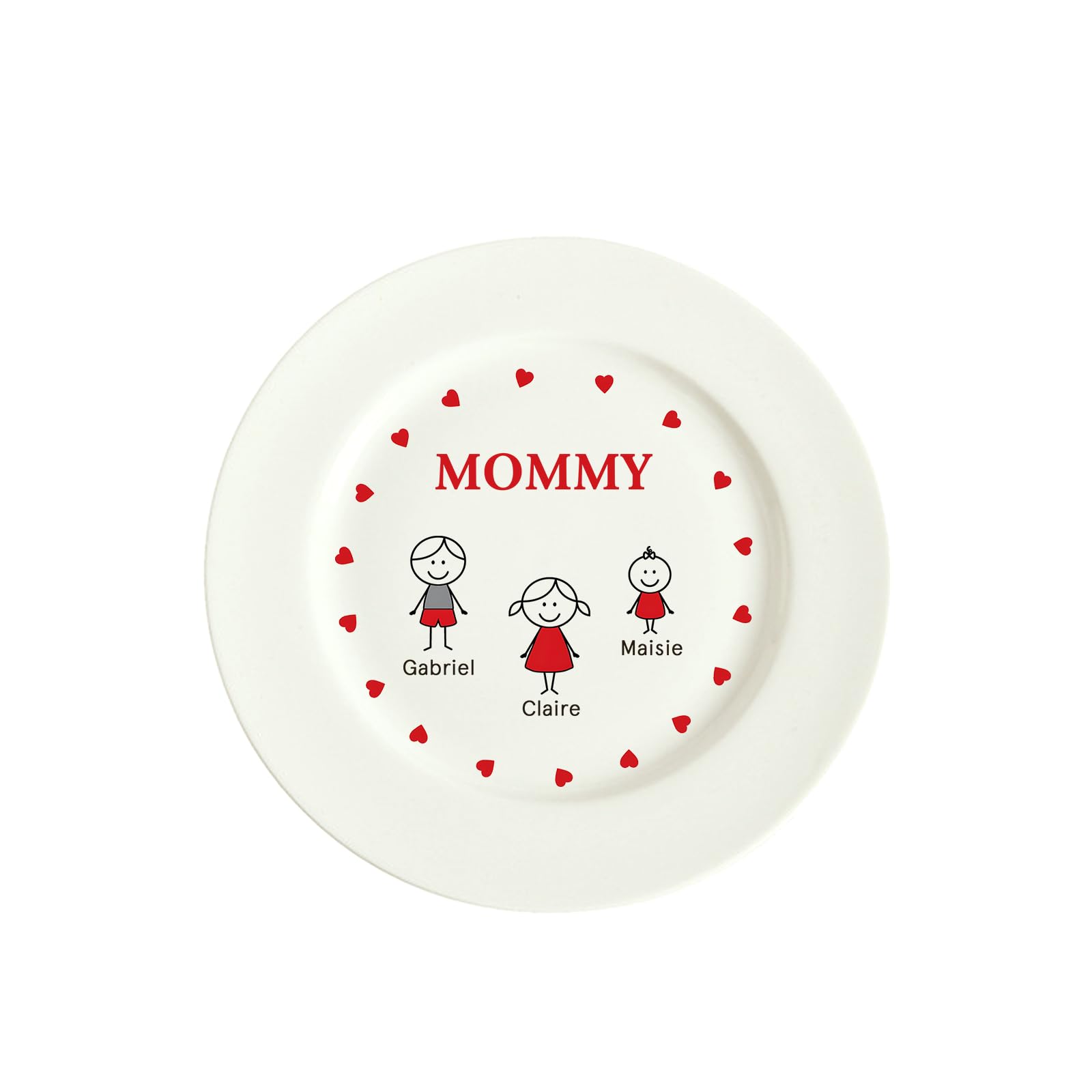 Presentimental Personalised Dinner Plate with Engraving Christmas Decoration Family Plates Ceramic (B)