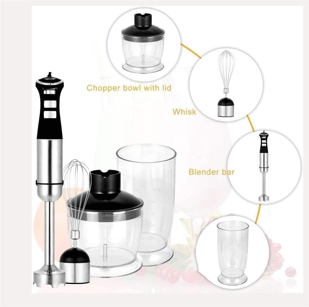 Blender ręczny zanurzeniowy, blender ręczny ze stali nierdzewnej, 4-w-1 mikser ręczny, blender ręczny kuchenny do zup, koktajli, przecierów, jedzenia dla niemowląt