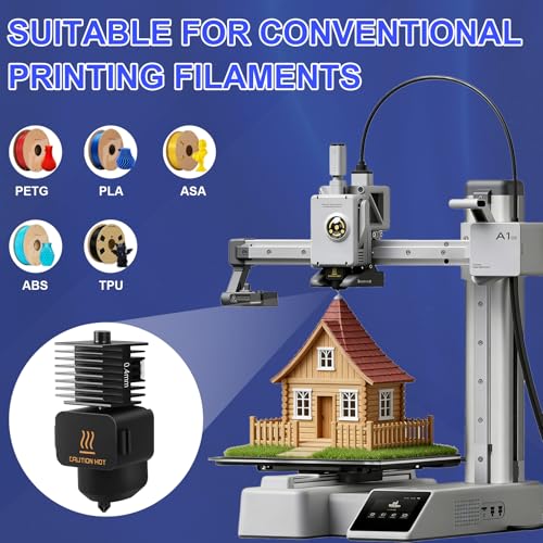 2PCS 0.4MM A1/A1 Mini Hotend Set, Extruder-Druckkopf Hot End mit Silikon Sock, 0,2 mm 0,4mm 0,6mm gehärtete Stahldüse, und Reinigungswerkzeuge, Hotend-Kit für Bambu Lab A1/A1 mini 3D printer