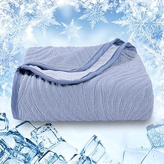 SOCHOW Cooling Blanket for Bed, Lightweight Breathable Soft Double Side Thin Summer Blanket for Adults Baby Kids, Blue 150cm × 200cm