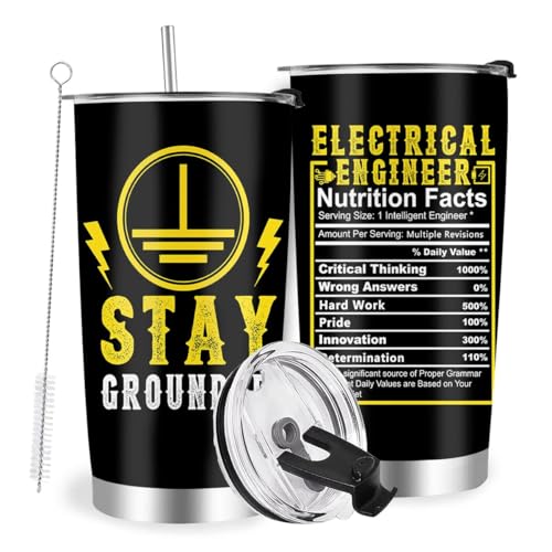 Farecnt Electrical Engineers Gifts, Electrical Engineering Stainless Steel Tumbler with Lid Straw 20oz