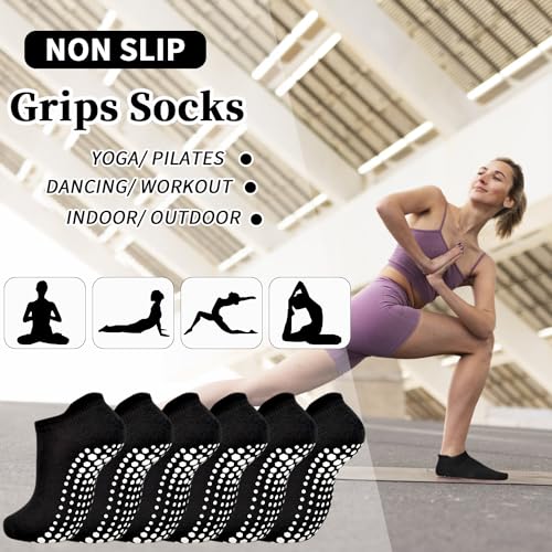 SkiBeaut Meias antiderrapantes para ioga, 3 pares, #8 Preto (pacote com 1) - b, 42-44