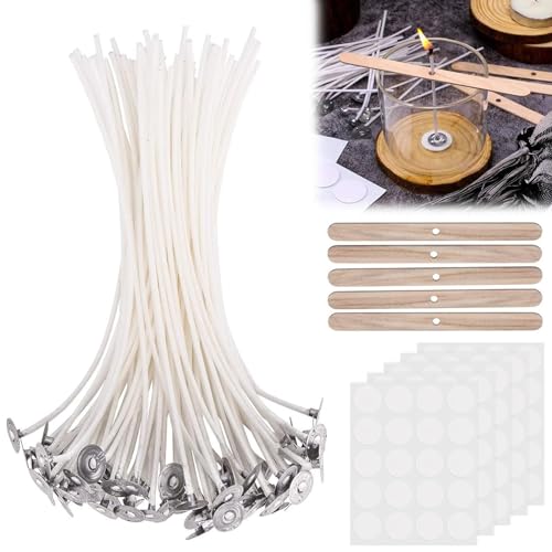 100 Piezas Mechas de Velas, Mechas Velas Naturales, Mecha de Vela de Algodón, Mechas de Velas Kit, Mecha Vela Encerada Algodón, Mechas para Velas Algodón Natural, Juego de Mechas para Velas, 10CM