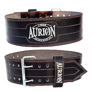 Aurion by 10 club Premium Leather Weight Lifting Belt-Medium | Powerlifting Leather Gym Belt for Workout | Dead Lift Belt – Black