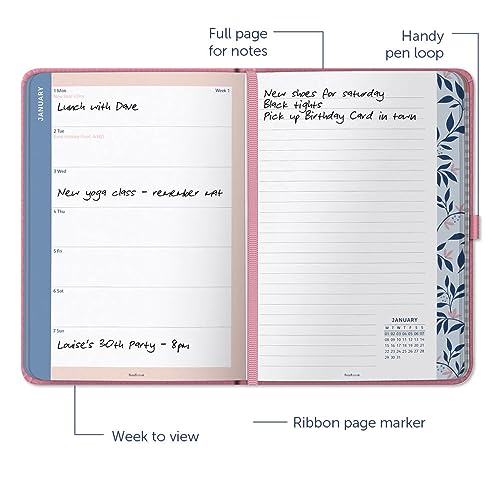 Busy B A5 To Do Diary January to December 2024 - Pink - Faux Leather Week to View Diary with Notes, Tear-Out Lists & Pockets - Image 4