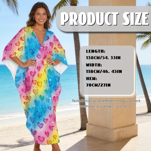Caftán de playa talla grande para mujer con elegante cuello en V 7