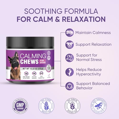 Image of Calming Chews for Dogs 300pc Dog Calming Treat and Bites with Melatonin - Anxiety and Stress Relief Treats for Dogs Puppy Sleep Aid Calm Dog with Noise,Thunder, Barking, Separation,Chewing