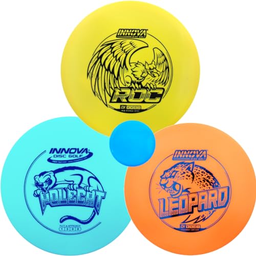 Innova Discs Golf DX 3 Disc Set | Driver, Midrange, Putter | Leopard, ROC, Polecat + G3T Blank top mini