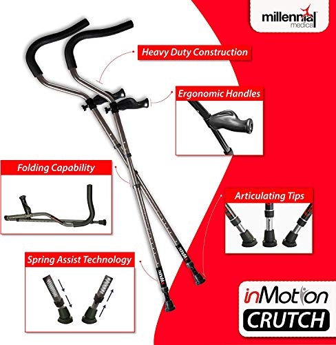 in-Motion Pro Ergonomic Foldable Crutches (Short (4'6" - 5'6"), Black) - Thumbnail 2