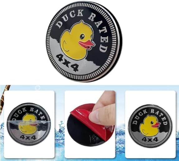 Image of 3Pcs Duck Rated Metal Car Badge Stickers for Jeep Wrangler,4 x 4 Decals,Round Auto Car Emblem Sticker 3D,Metal Automotive Car Badge, Decorative Sticker for Motorcycle Vehicles Bumpers Trucks Stickers