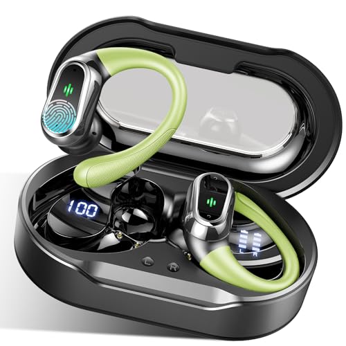 Image of Wireless Earbuds, 2026 Bluetooth 5.4 Headphones Sport, Bluetooth Earbuds with ENC Noise Canceling Mic, 60H Stereo Wireless Headphones IP7 Waterproof with Earhooks, Dual LED Display for Workout /Running