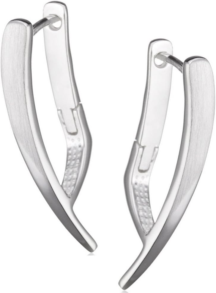VINANI brand Germany 925 Sterling Silver Huggie Hoop Earrings abstract matte shiny CQU