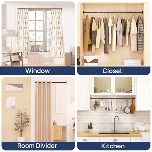 Matte Black Shower Curtain Pole 84 to 183 cm, 1 Inch Extendable Tension Rods for Curtains No Drill, Shower Rail for Bathroom, Closet, Window, Room Divider, Never Rust, Non Slip - Image 7