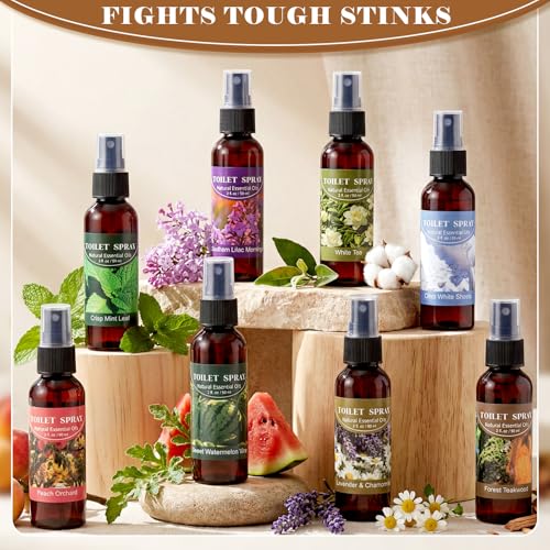 Image of 8 Pcs Toilet Spray Bathroom Odor Eliminator 2oz Air Freshener,Brown,Natural