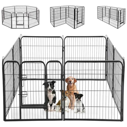 BAKAJI Recinto con Porta per Animali in Ferro Componibile, Recinzione Modulabile Personalizzabile in Metallo, Recinti per Interni ed Esterni per Cani, Gatti, Criceti, Conigli, Cincillà (77 x 80 cm)