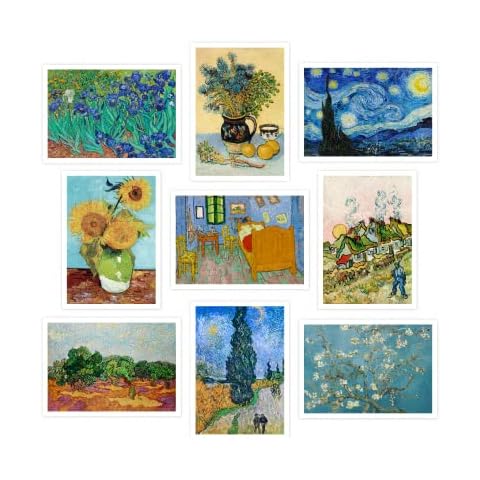 Ink Inc. Van Gogh Prints Master Impressionst Painters Series | Starry Night Wall Art | Set of 9 5x7 | Unframed Cover