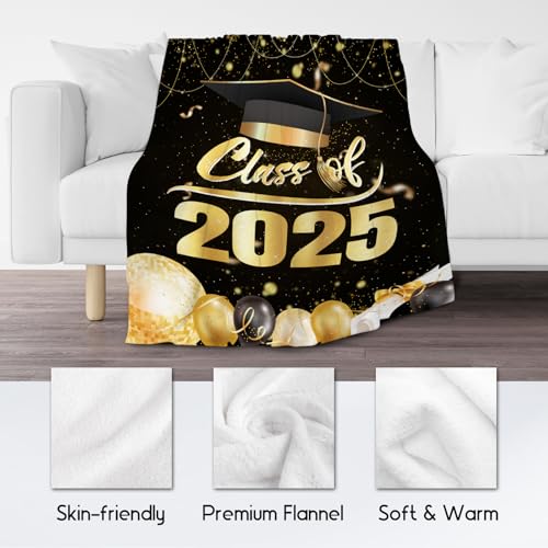 Graduation Blanket - Class of 2025 Graduation Gifts for Her or Him - 40"x50" Flannel Soft Throw Decorations - Senior 2025 Blankets for College, High School, Graduation Day