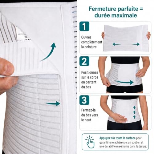 BODYPERFECT Bandeau abdominal Post-opératoire Unisexe Correcteur Post-opérationnel Soulage les maux de dos Fermeture réglable H 28 L Noir – vue 4