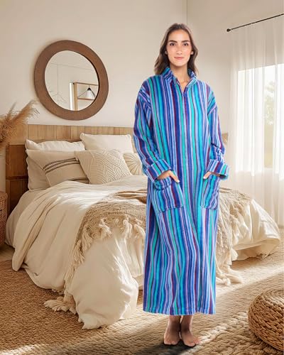 Image of Alexander Del Rossa Long Zip Up Robes, Plush Zipper Robes for Plus Size, Housecoats Zipper Front