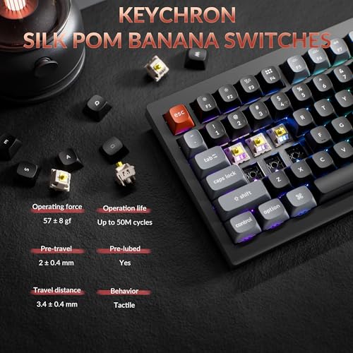 Image of Keychron V1 Ultra 8K Polling Rate Wireless (2.4 GHz & Bluetooth) ZMK Customizable Mechanical Keyboard with Hot-swappable Switches 660-Hr Battery PBT Keycaps for Mac Windows Linux