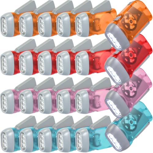 Image of Mudder 24 Pack Hand Crank Flashlight | Light, No Battery Emergency Flashlight, self Powered, Portable Light Dynamo Torch, for Survival Kit Outdoor Hiking Emergency