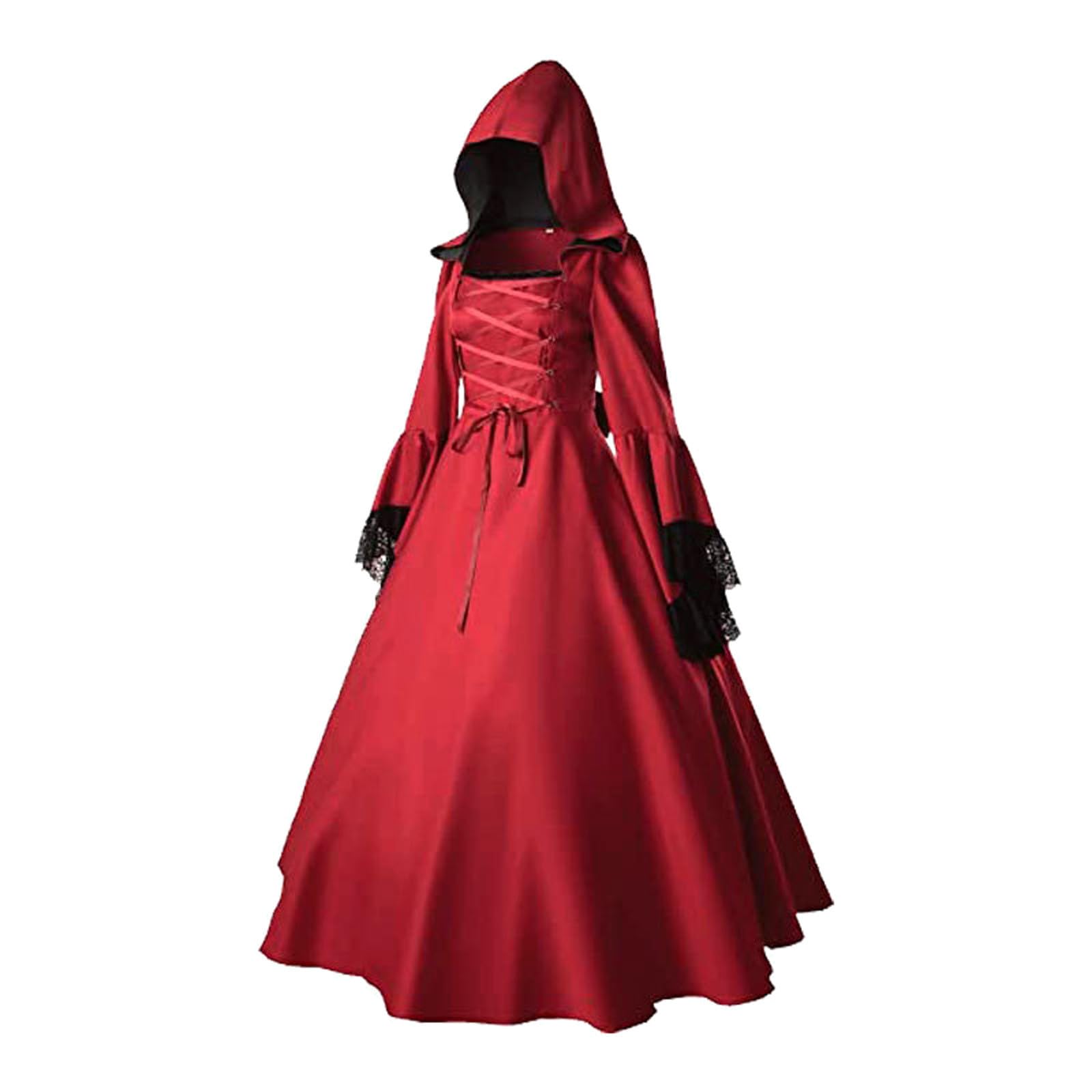 Abito gotico da donna medievale rinascimentale frack steampunk gotico giacca halloween mantello con cappuccio lungo mantello con cappuccio per costumi travestimenti e feste a tema