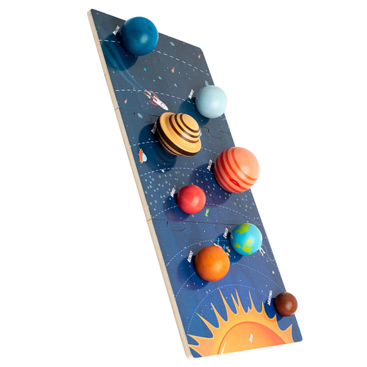 Juego de Rompecabezas Sistema Solar de Madera para Niños, Juguete Educativo para Desarrollar Creatividad E Inteligencia, 1 Set Interactivo y Divertido