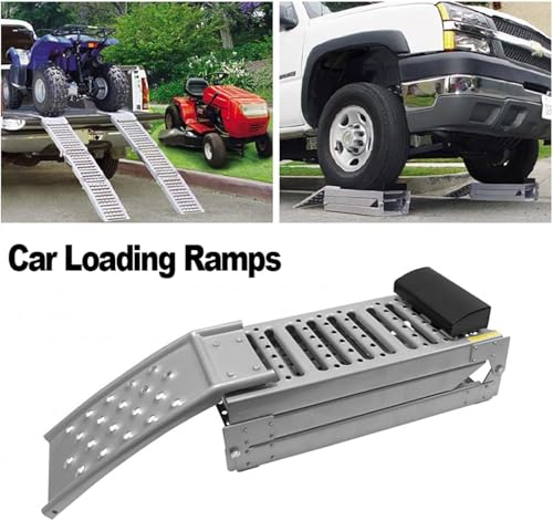 Rampas para automóvil de acero, paquete de 2 unidades | Alta resistencia, resistentes a la corrosión y deformación, para automóvil/camioneta/SUV/ATV/motocicleta/garaje miniatura 3