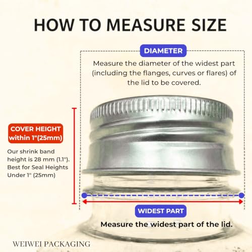 Image of Weiwei - 500 PCS, 65 x 28 mm, Clear Perforated Tamper Evident Cap Seals - Fits 1.54 inch-1.61 inch (39-41 mm) Lid Diameter