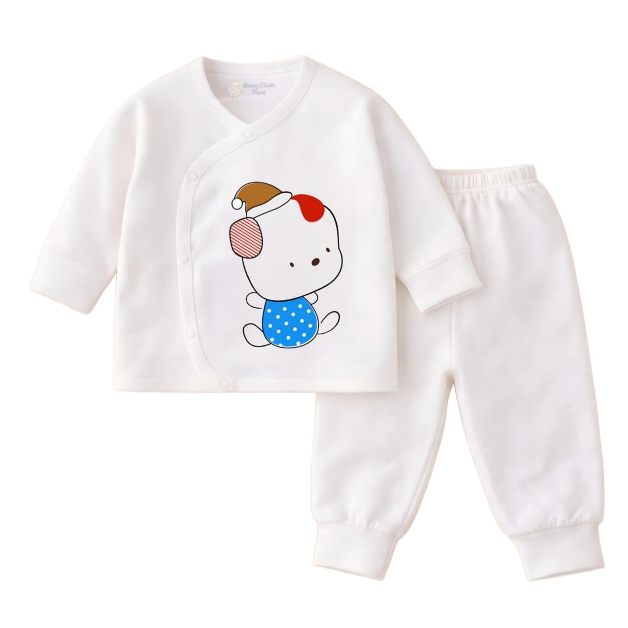 Baby Boys & Girls Cotton Clothing Set | Newborn Jhabla & Pajama Set | Soft Breathable Infant Night Suit | Front Open Full Sleeve Baby Dress (0–12 Months) | Cute Bear Print-picture-22