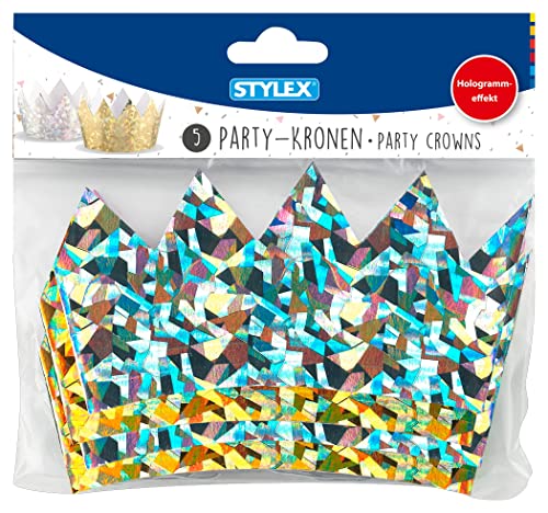 Stylex 14549 - Corona de fiesta con goma elástica, color dorado y plateado Cover