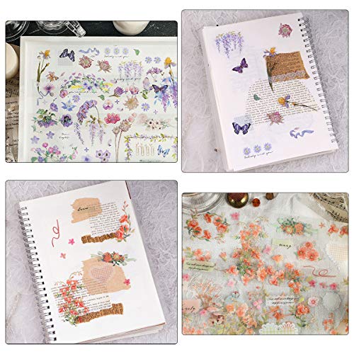 image for RisyPisy 4 Themes Sticker Set, 12 Sheets Flower Plant Style PET Decora