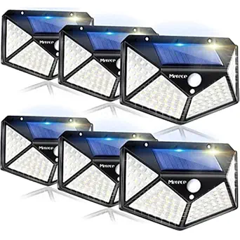 Solar Lights Outdoor 6 Pack, 100LED/3 Modes 270 degree Lighting Angle Motion Sensor Security Lights, IP65 Waterproof Wall Lights Solar Powered, Bright for Backyard Garden Fence Patio Front Door